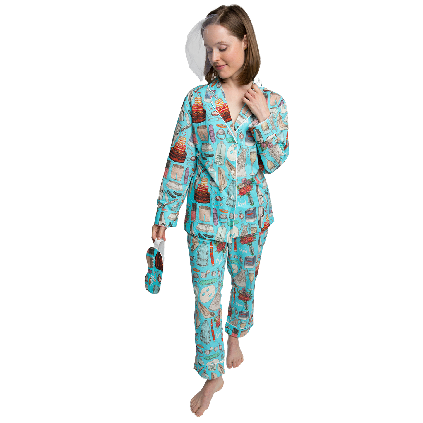 Bride Cotton Pajama Set with Eye Mask