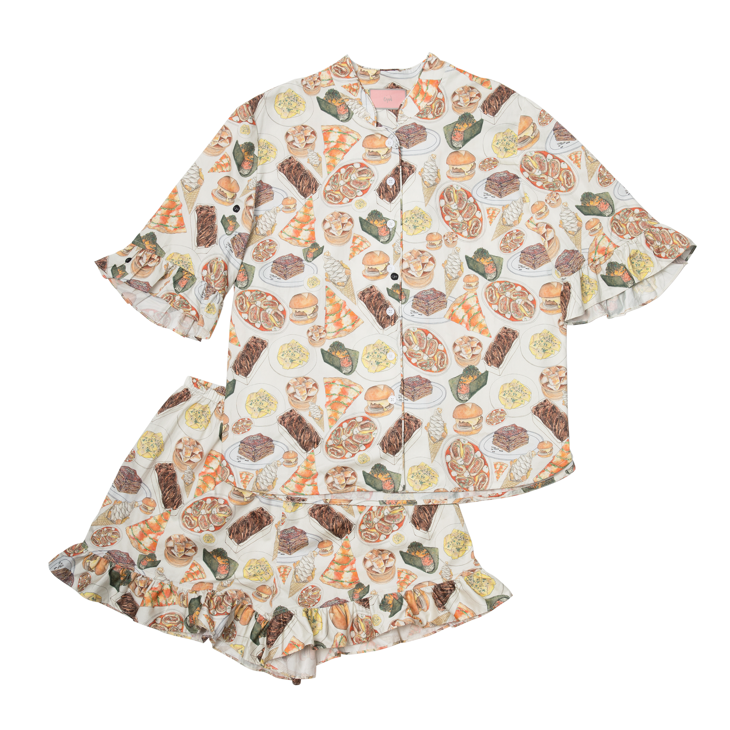 NYC Bites Cotton Pajama Short Set