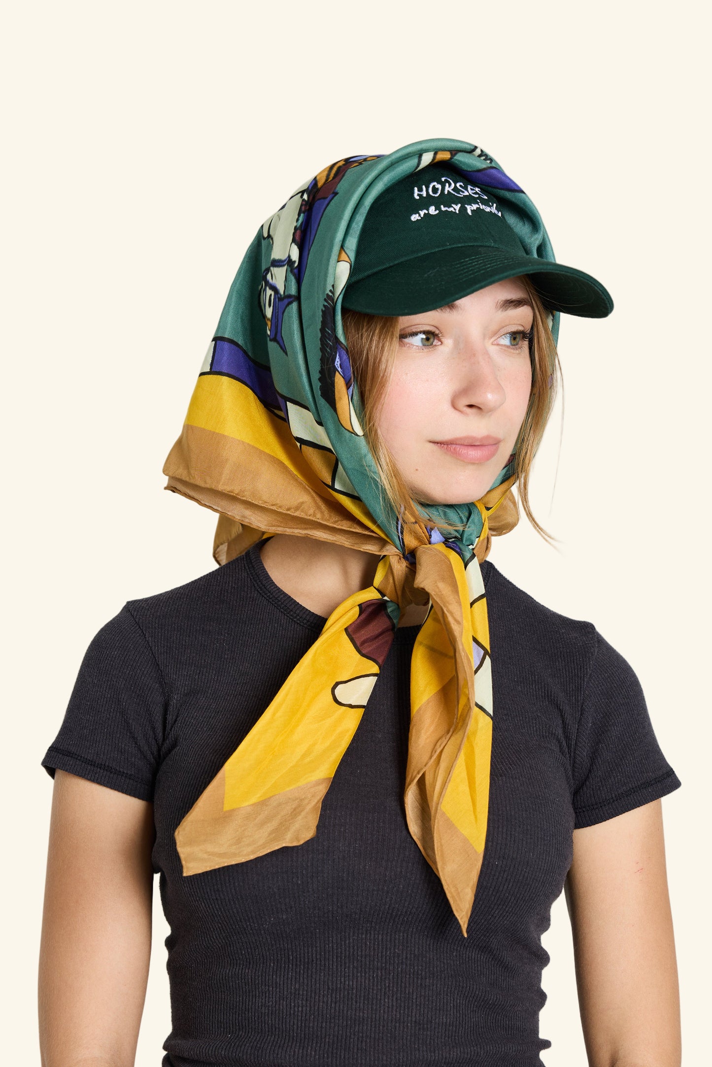 Two-sided cotton pouch in Show Pony print. A whimsical, practical accessory for horse girls and equestrian travel.