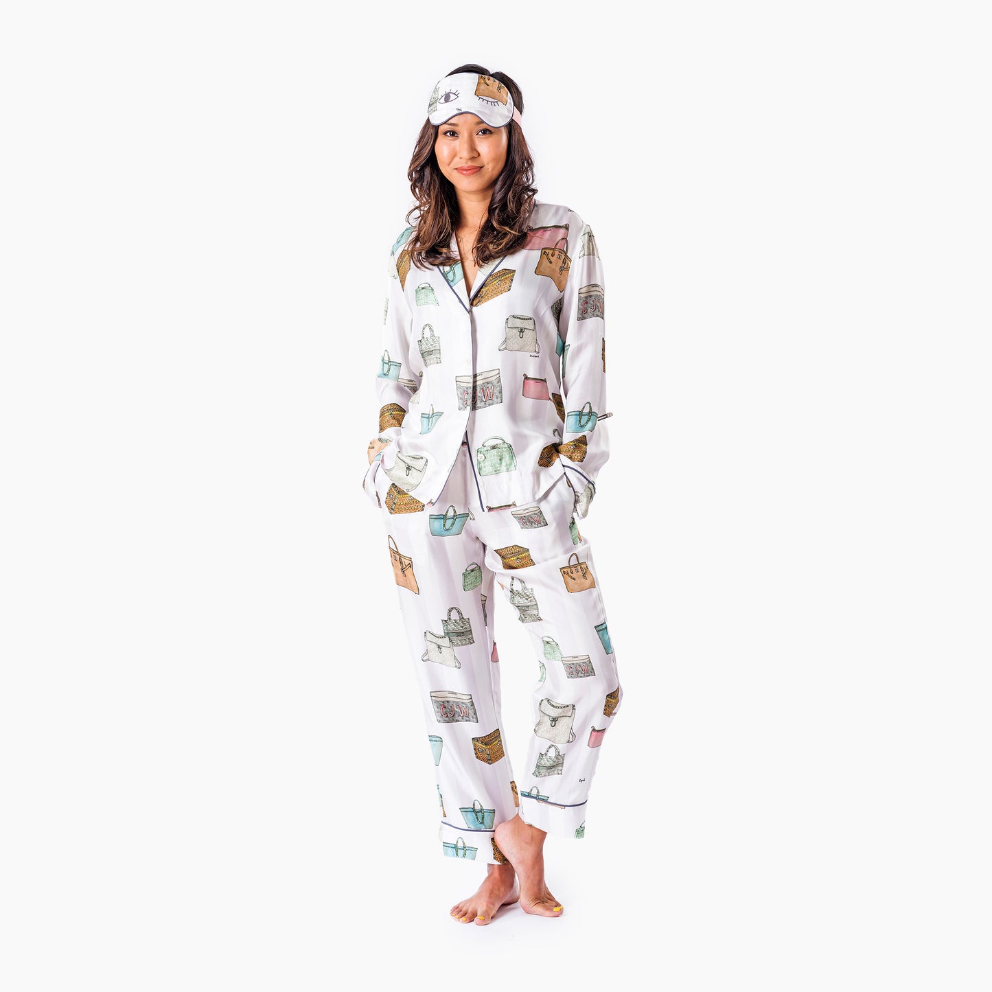 Bag Goals Long Pajama Set with Eye Mask