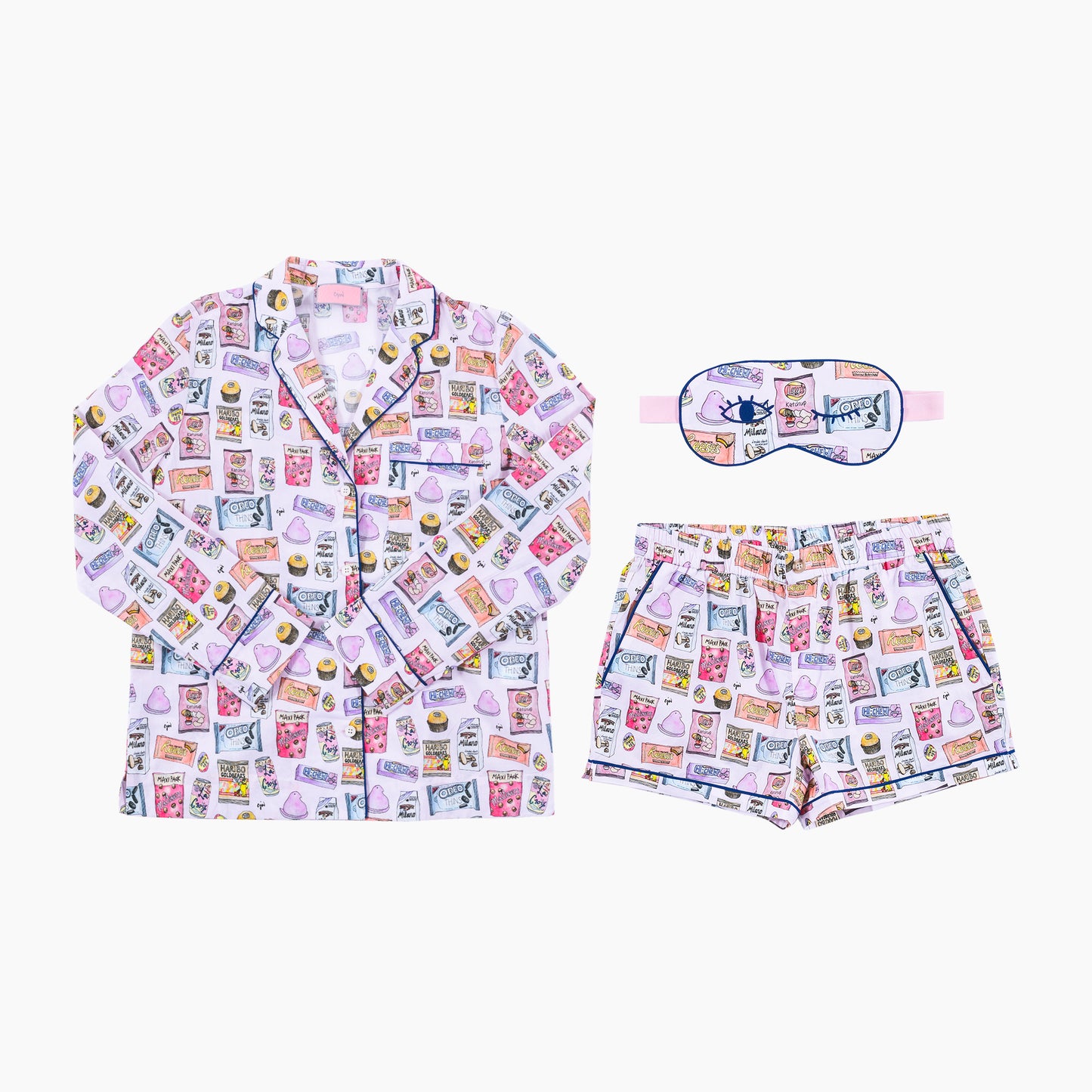 Candy Crush Short PJ Set with Eye Mask