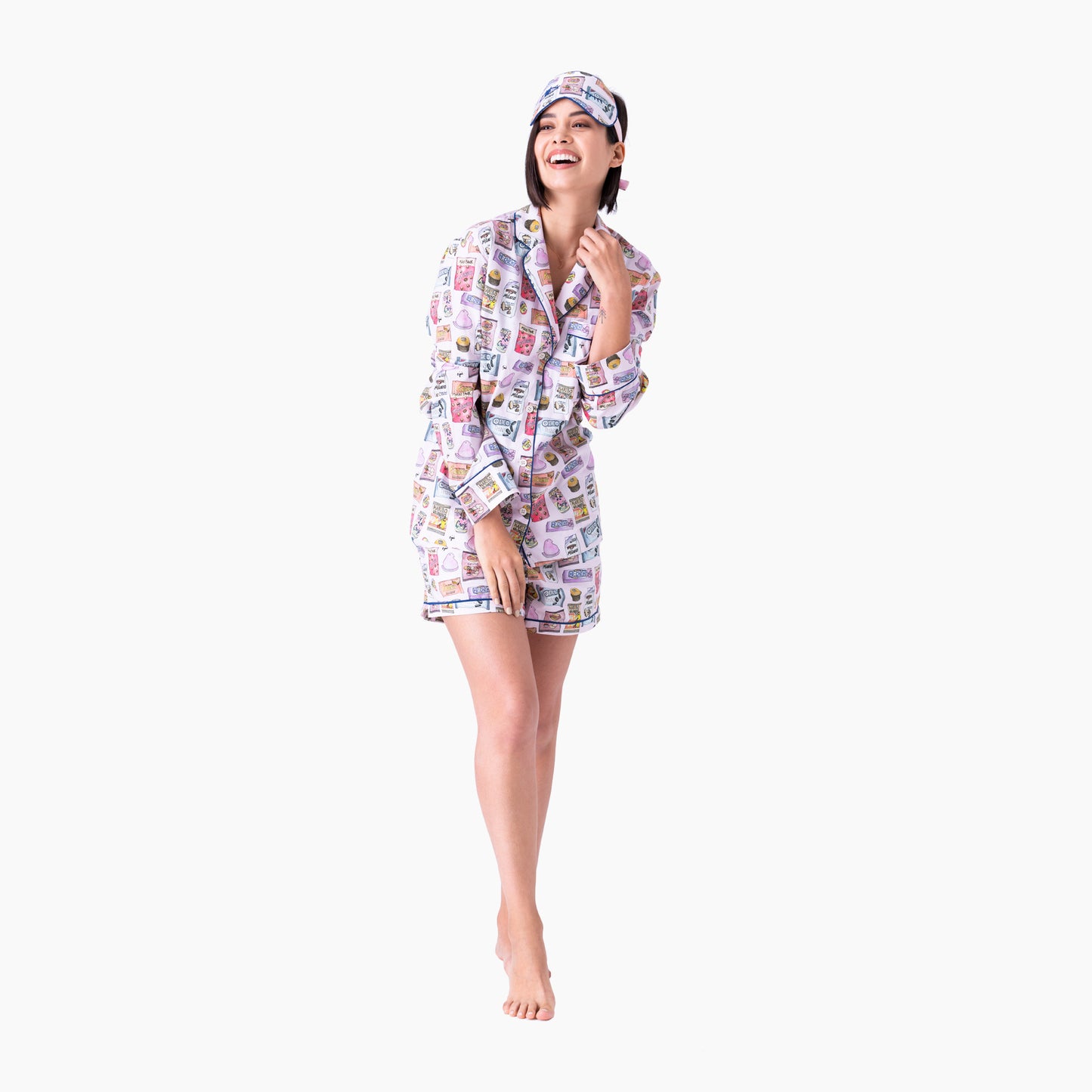 Candy Crush Short PJ Set with Eye Mask