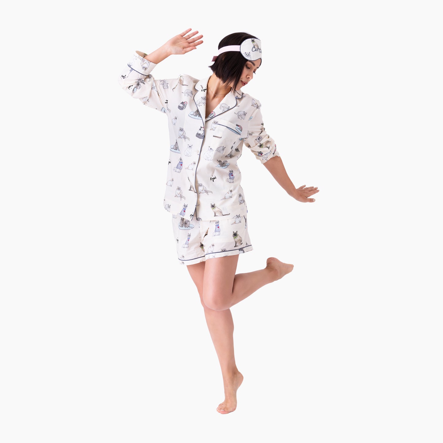 Cat Lady Short PJ Set with Eye Mark