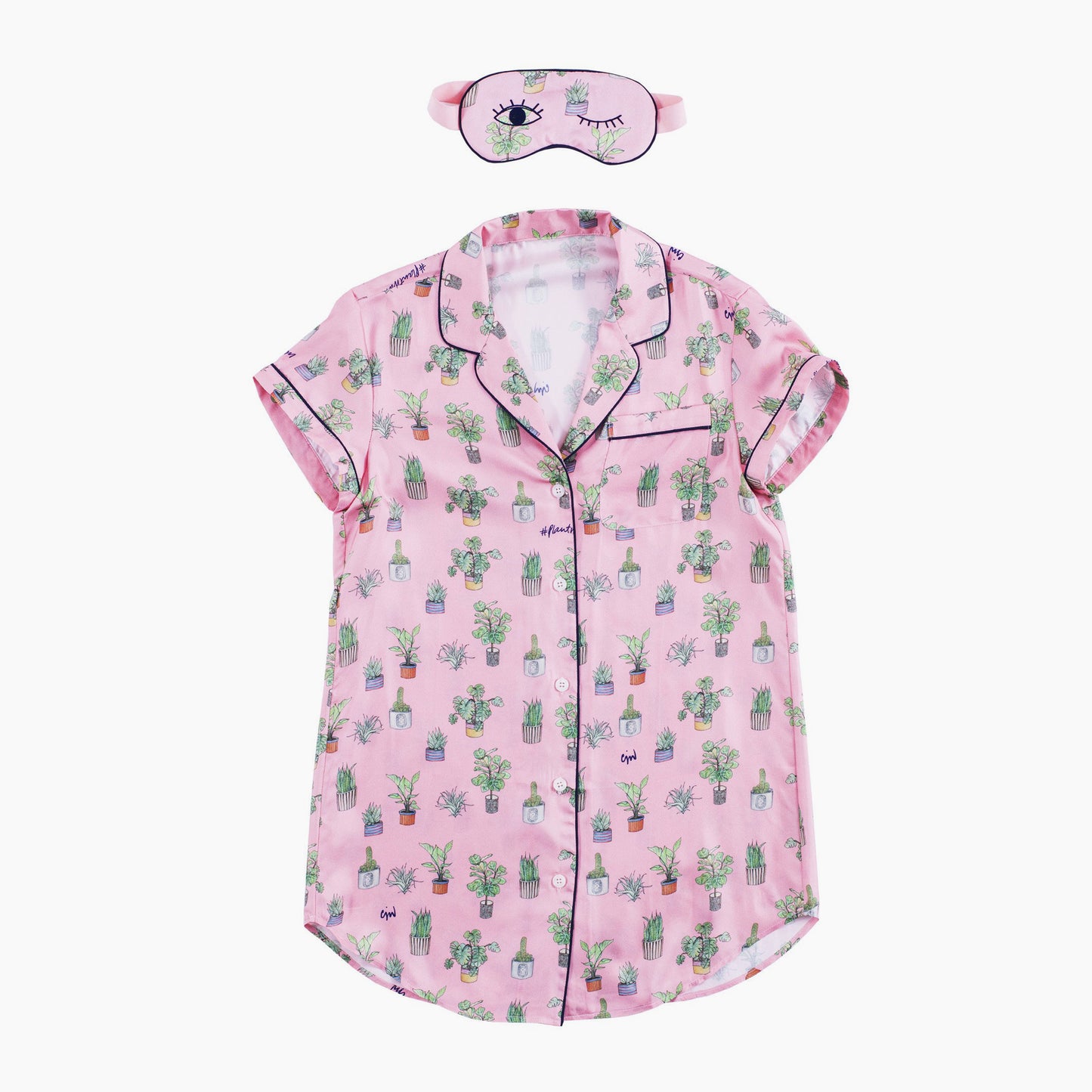 Plant Mom Sleep Shirt with Eye Mask (XS)