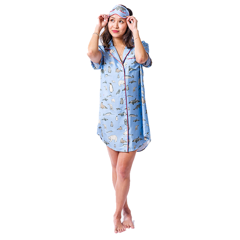 Winter Animals Sleep Shirt with Eye Mask