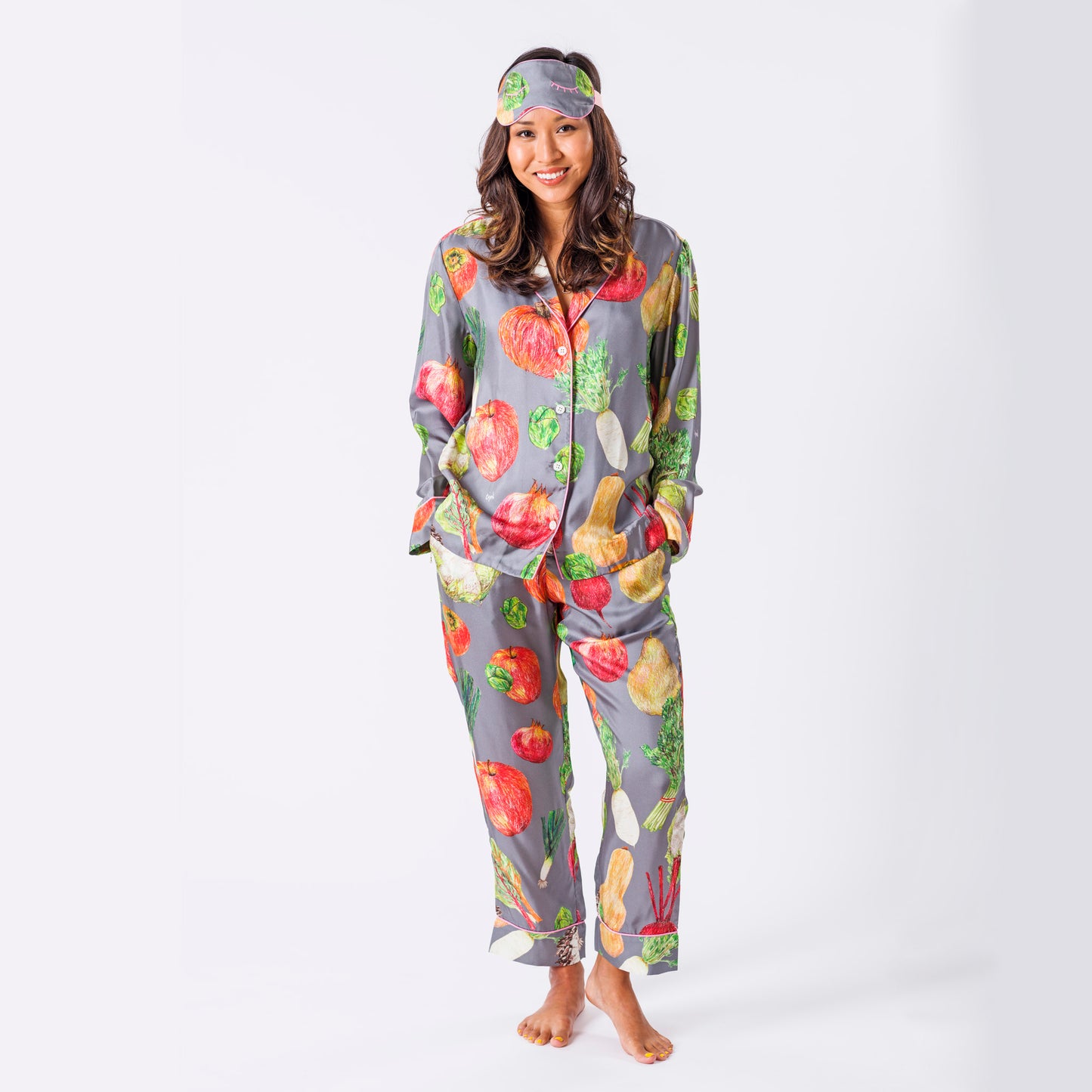 Fruit and Veggie Silk Pajama Set (XS only)