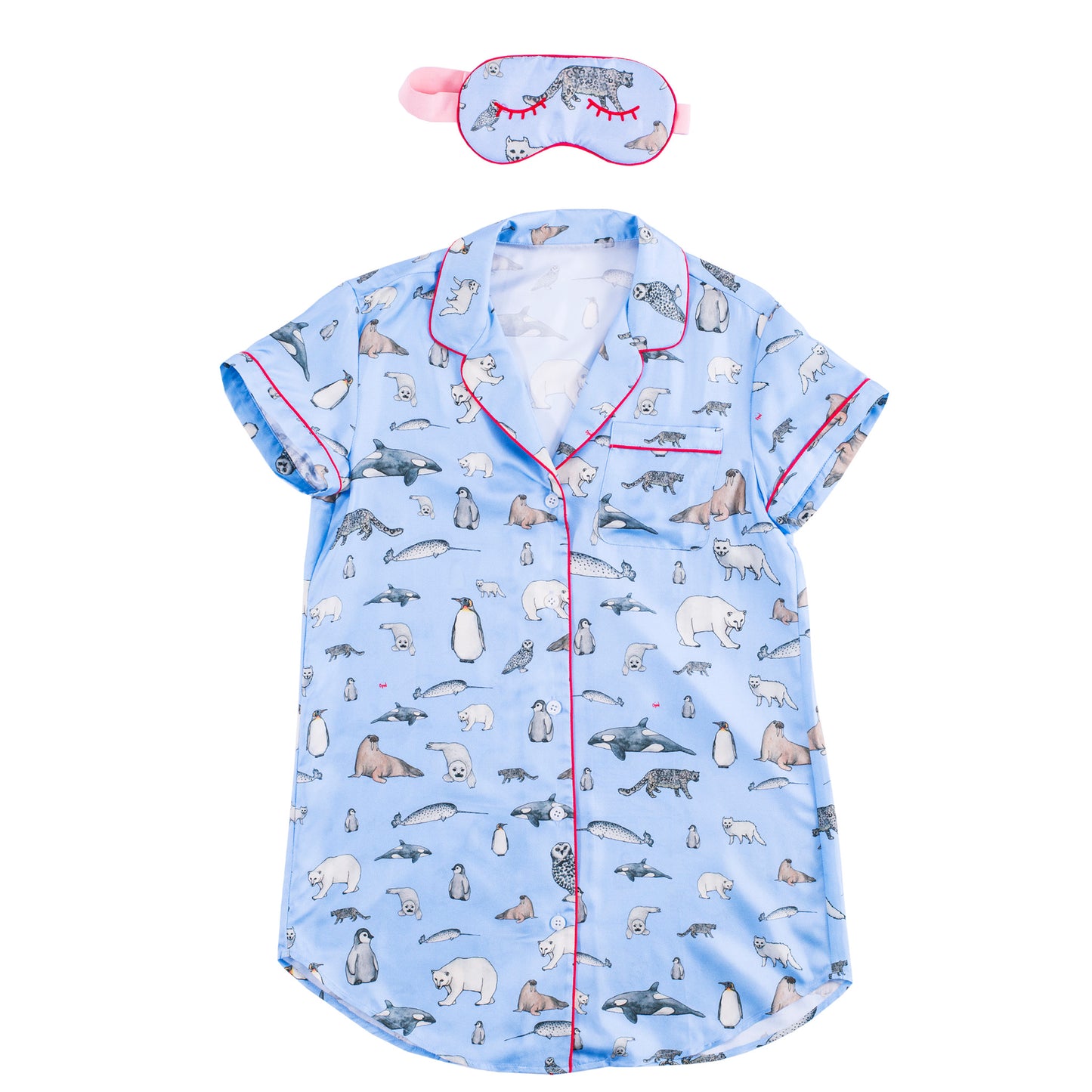 Winter Animals Sleep Shirt with Eye Mask