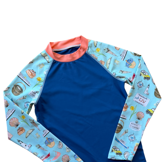 Nantucket Rash Guard- Hydrangea Blue