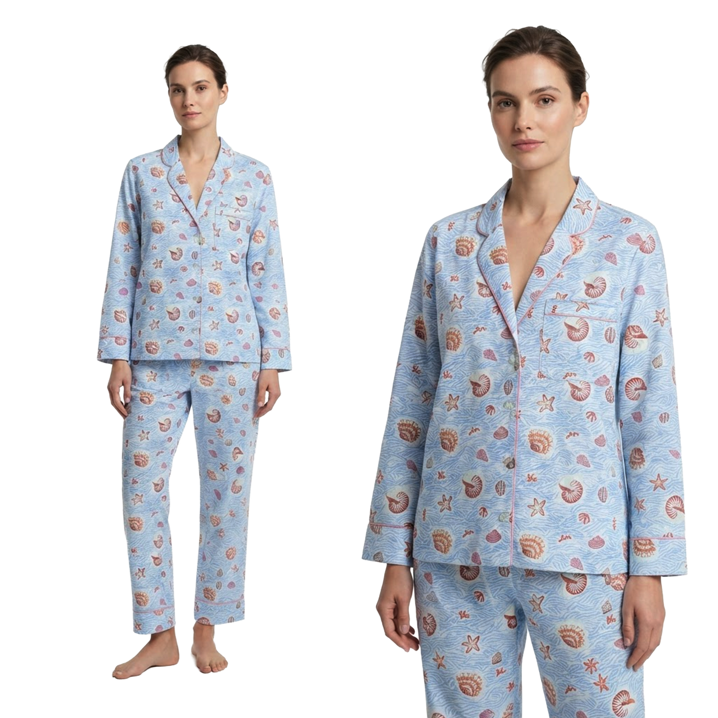 Seashore Seashells Cotton Pajama Set