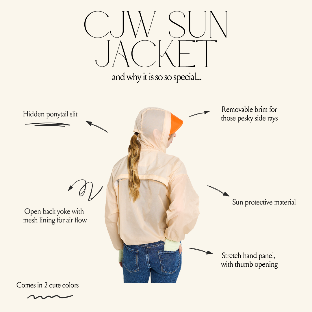 Sun jacket with features highlighted on a white background