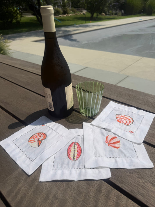 Seashore Seashells Cocktail Napkins (set of 4)