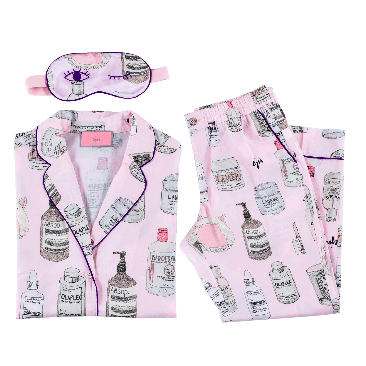 Beauty 2.0 Cotton Pajama Set with Eye Mask (XS only)