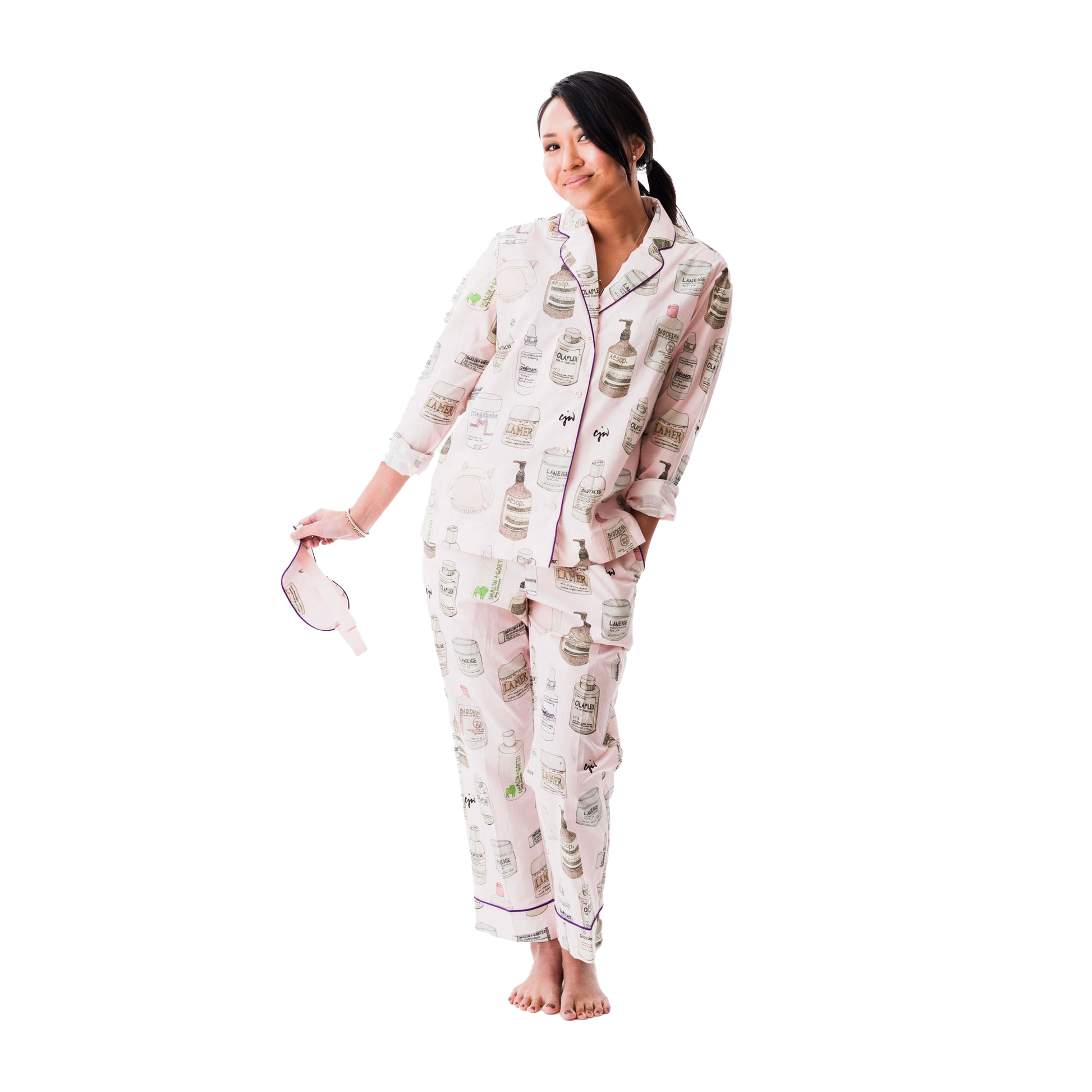 Beauty 2.0 Cotton Pajama Set with Eye Mask XS only ShopCJW