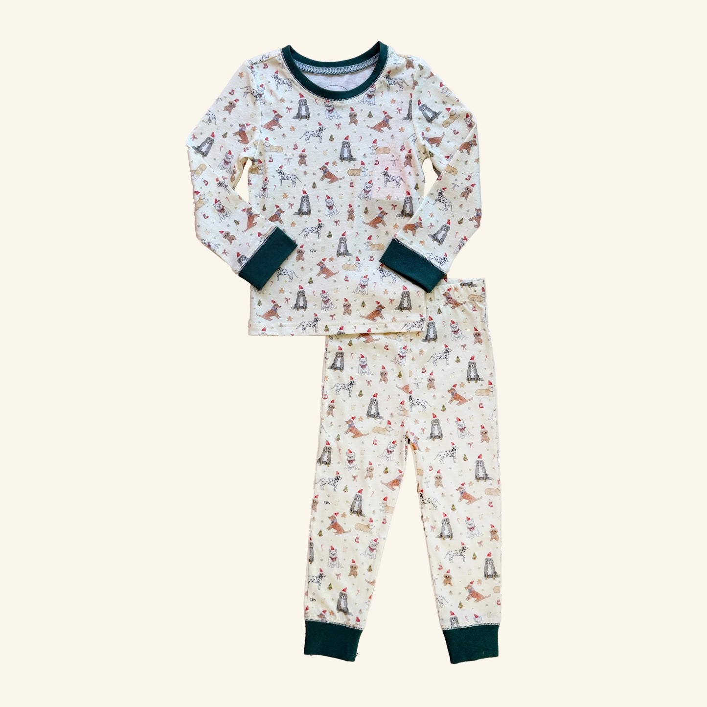 organic cotton kids lounge set for ages 2 to 10 inspired by holiday dogs