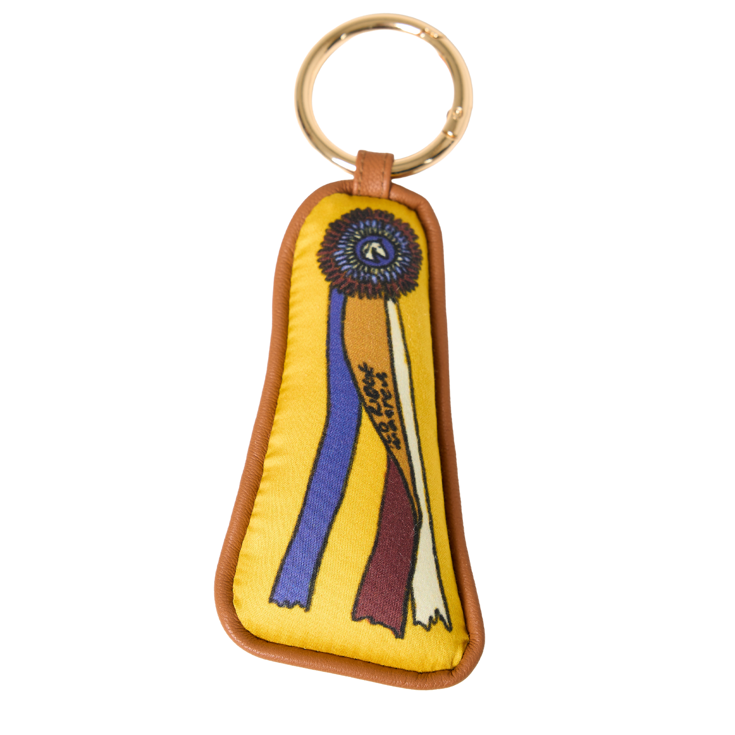 A whimsical silk and leather equestrian bag charm inspired by horse show ribbons — the perfect gift for proud horse girls and riders who love celebrating a winning weekend at the barn.