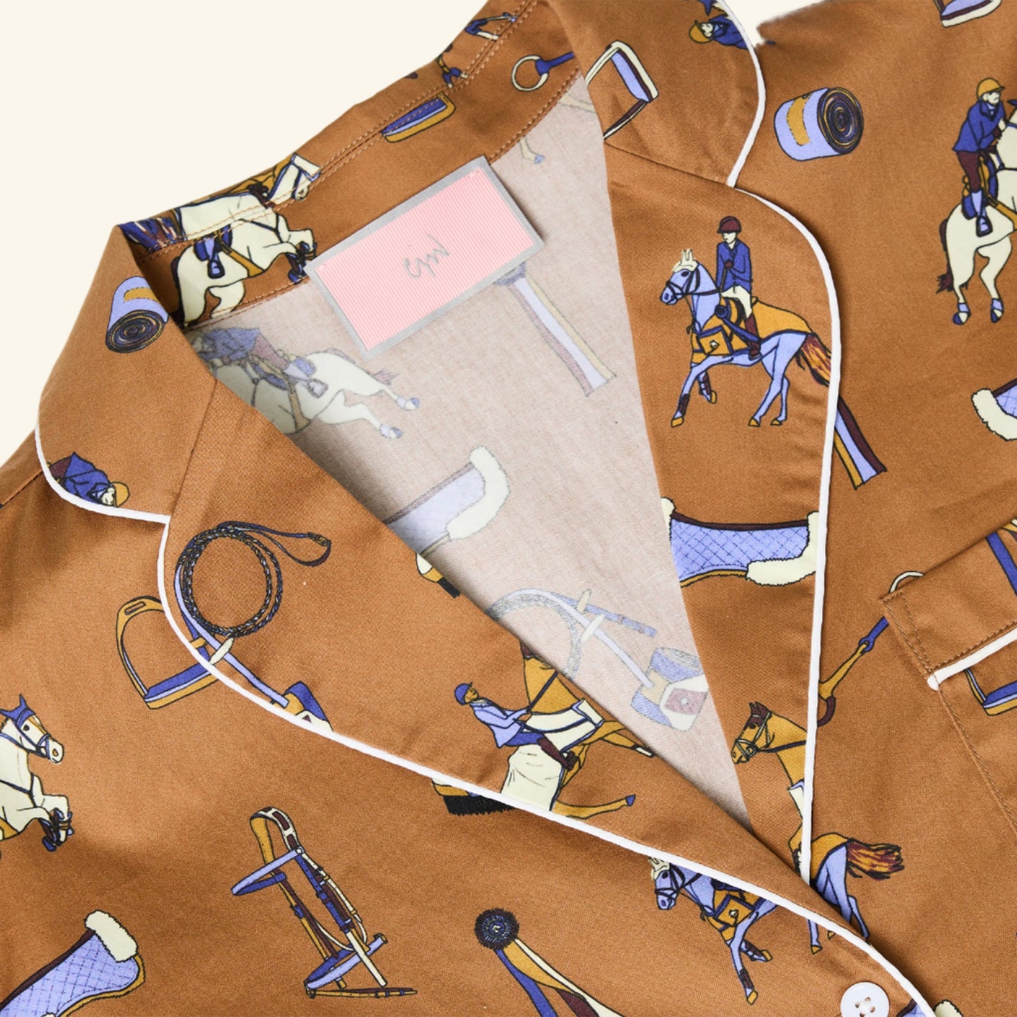 Whimsical cotton pajama set in our hand-drawn Show Pony print. Perfect for horse girls and equestrian lifestyle lovers, at home or away.