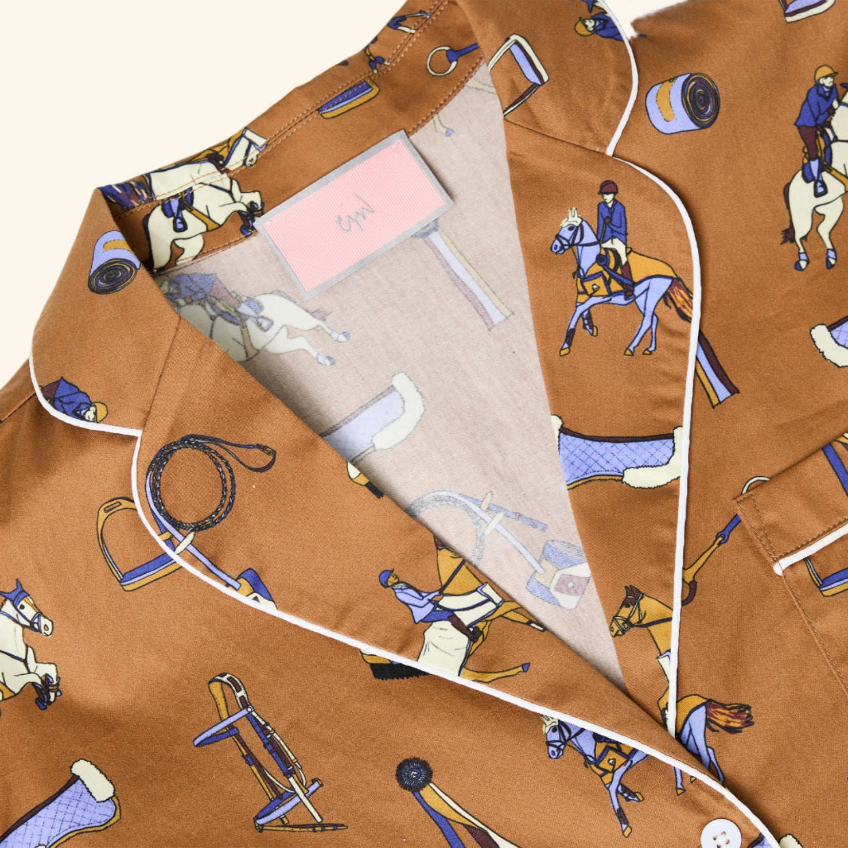 Whimsical cotton pajama set in our hand-drawn Show Pony print. Perfect for horse girls and equestrian lifestyle lovers, at home or away.