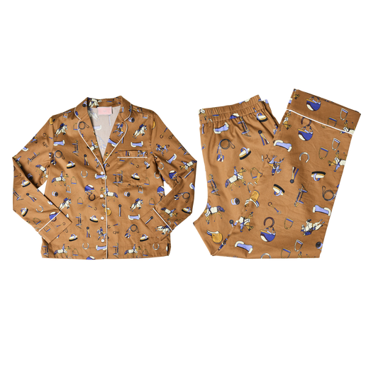 Whimsical cotton pajama set in our hand-drawn Show Pony print. Perfect for horse girls and equestrian lifestyle lovers, at home or away.