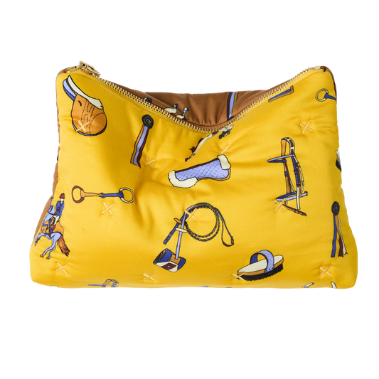 Two-sided cotton pouch in Show Pony print. A whimsical, practical accessory for horse girls and equestrian travel.