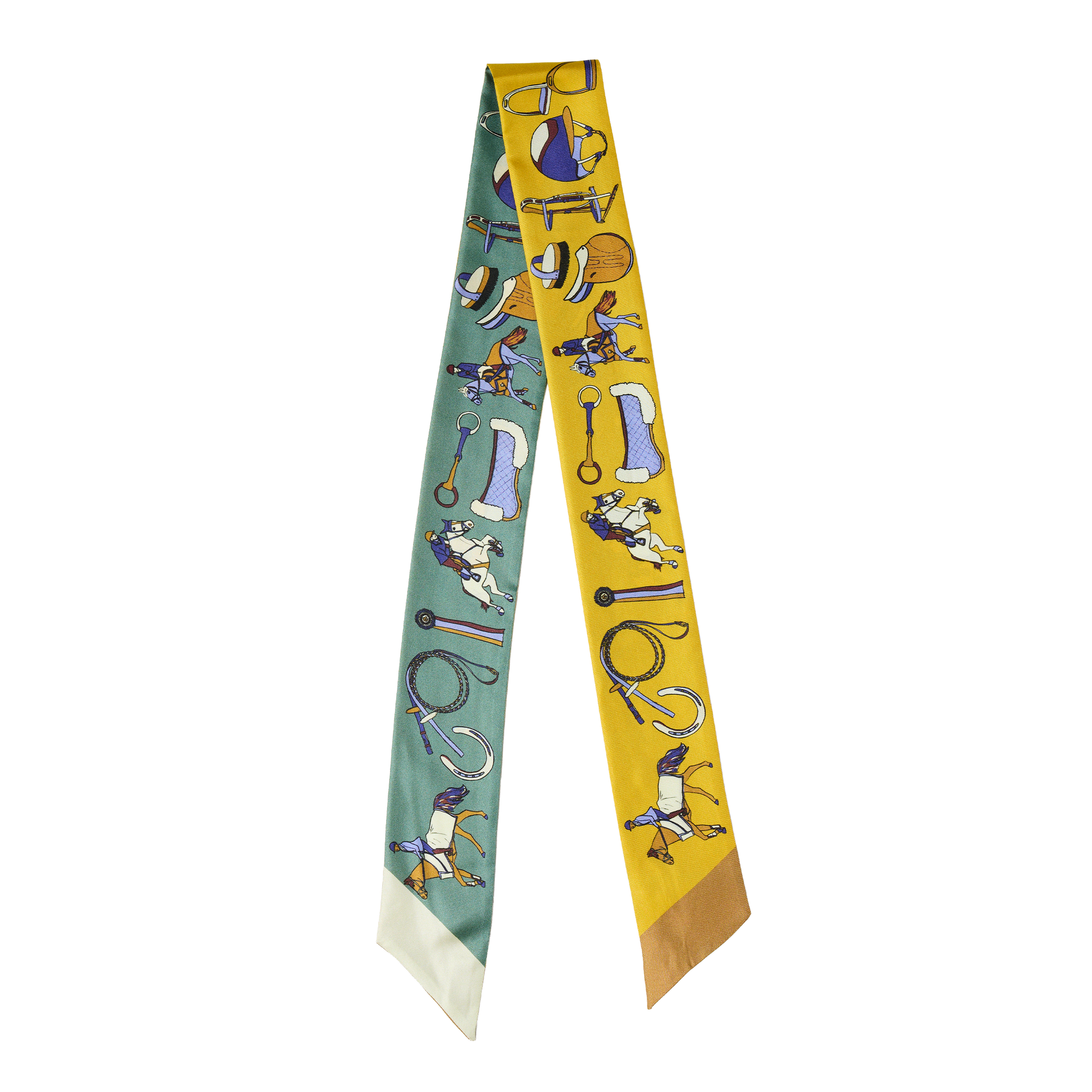 Silk twilly in Show Pony print. A chic, equestrian-inspired accessory perfect for horse girls and everyday styling.