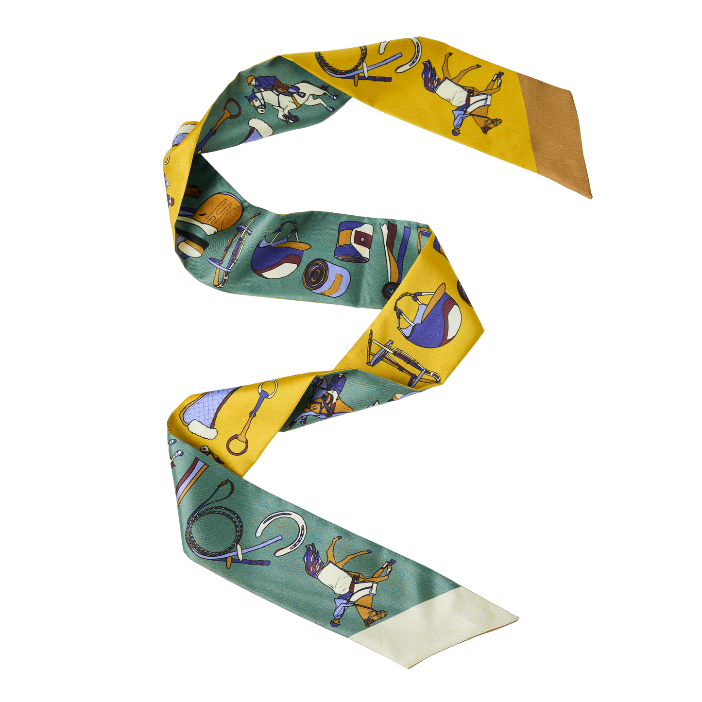 Silk twilly in Show Pony print. A chic, equestrian-inspired accessory perfect for horse girls and everyday styling.