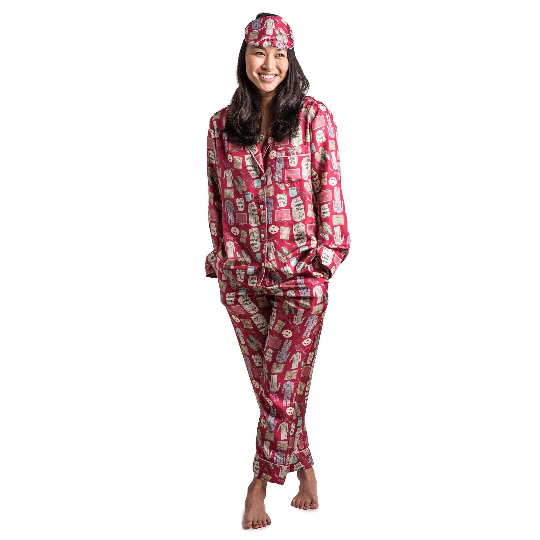 Netflix and Chill Pajama Set with Eye Mask ShopCJW